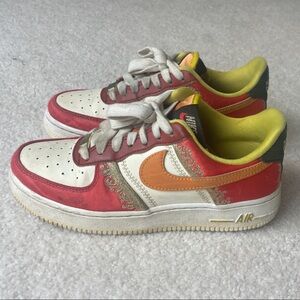 Nike Kids Air Force 1 in Red, Orange, Gold and White